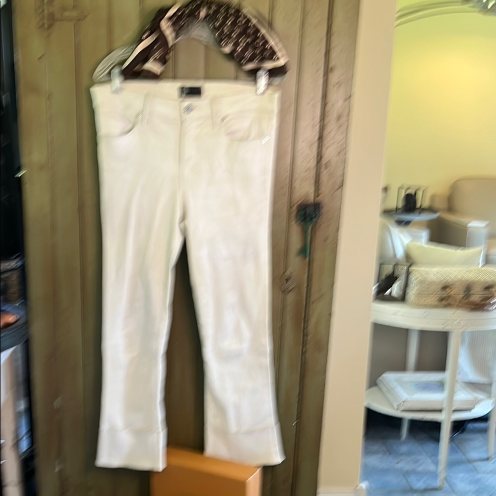 RtA White Leather Boot Cut Pants